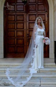 Mantilla wedding veil, lace border cathedral bridal veil