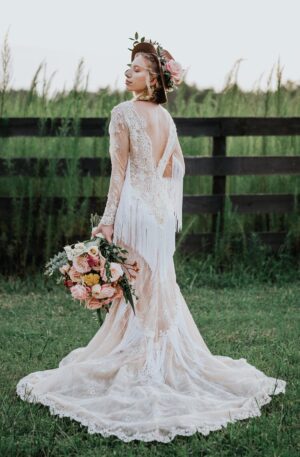 Bohemian whimsical wedding dress, Lace Bridal Gown Angie
