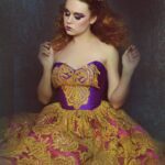 “Through the Looking Glass” gown: A purple, gold, and pink gown