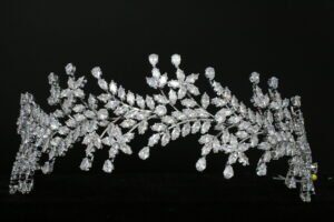 A tiara made of diamonds and crystals.