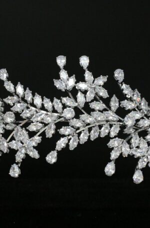 A tiara made of diamonds and crystals.