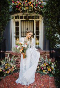 plunge A-line wedding dress bridal gown store